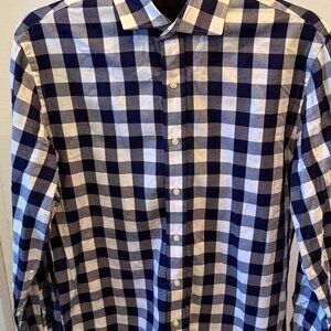 Tommy Hilfiger Slim Fit Shirt Mens Medium Blue White Gingham Button Down